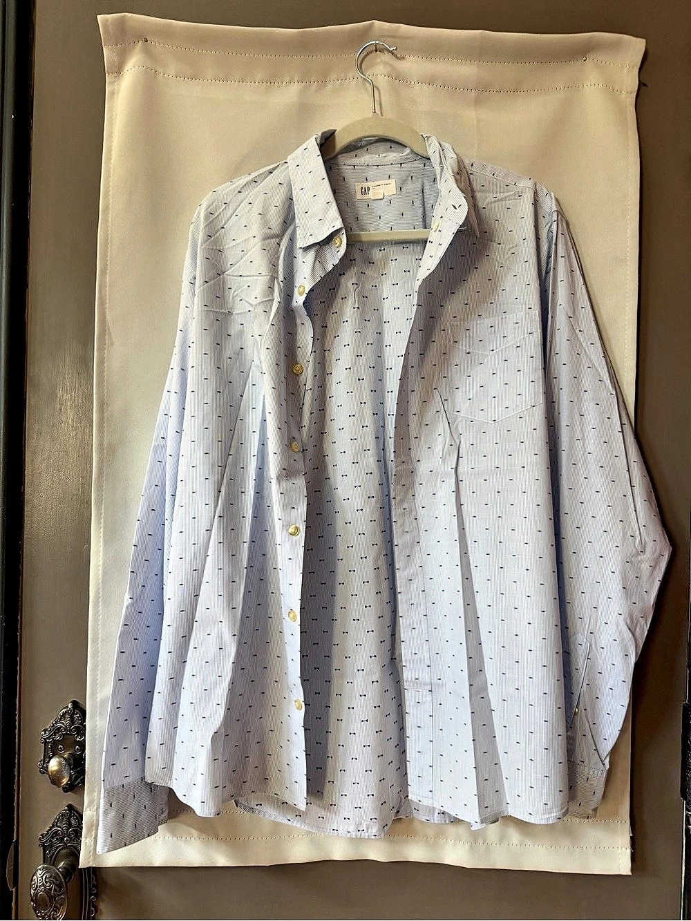 Gap Standard Fit Stretch Men's Striped Button Down Blue & White